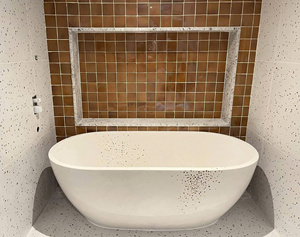 Space Saving Round Concrete Bathtub Small Soaking GFRC Cement Tub For Modern Apartment Bathroom Sourcing Vietnam - Product Image 6
