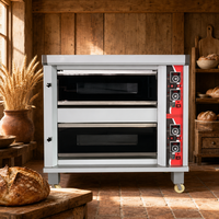Oven Pemanggang Roti Rui Tai 2 Dek 4 Loyang, Stainless Steel Pemanasan Merata Kontrol Digital, Peralatan Toko Roti
