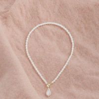 Nouveau Design 925 Sterling Silver OT Fermoir 4-5mm Riz Baroque Charme Pendentif Perle Collier Ras Du Cou