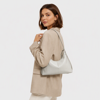 Sac à bandoulière pour femme en cuir PU plissé effet huile cirée, sac hobo avec bandoulière réglable et fermeture éclair