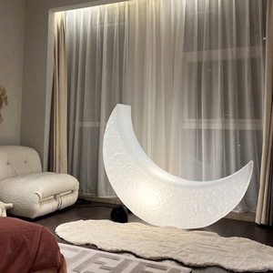Lampe de sol créative PM Nordic Hotel Living Room Sofa Large Moon, sculpture décorative de luxe en acrylique pour intérieur/extérieur. - Product Image 1