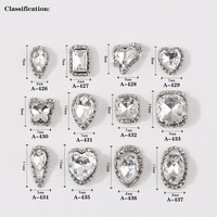 Assortiment de breloques de luxe en alliage métallique argenté 3D, motifs papillon et cœur, avec cristaux, strass et pierres de zircone pour ongles