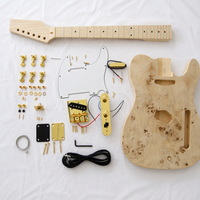 Kits de guitare électrique DIY 6 cordes, corps en acajou, manche en érable, dos/côtés en palissandre, accessoires, design sans tête, trémolo, verni