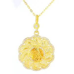 2023 Sailing Jewelry Newest Muslim Hollow Necklace Muslim Ottoman Pendant Necklace Hollow Sunflower Diamonds Necklace