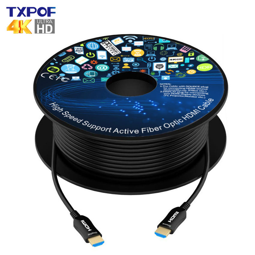 Chất Lượng Cao 50M 100M 150M 200M 300M OEM Logo 4K 8K AOC OM3 Cáp Quang HDMI