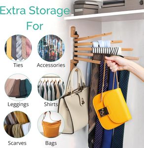 Porte-serviettes pivotant, séchoir à <span class=keywords><strong>linge</strong></span> mural, design moderne en bois dur, 5 barres durables, portable, multifonctionnel, design élégant pour la maison - Product Image 5