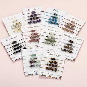 Bracelet <span class=keywords><strong>en</strong></span> pierre naturelle de guérison améthyste oeil de tigre pierre <span class=keywords><strong>colonne</strong></span> perle gravier carte Bracelet ensemble pour les femmes - Product Image 1