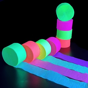 Banderoles lumineuses en papier fluo, fournitures de fête, décorations de fête à lumière noire, papier crêpe Fluorescent - Product Image 4