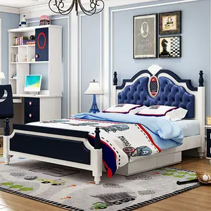 Mediterrane Kinderen Bed Jongens Meisjes Tiener Slaapkamer Meubels Multifunctionele Opslag Creative Kids Enkele Bedden