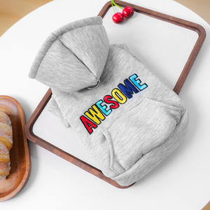 Pakaian hewan peliharaan anjing kecil baru musim gugur musim dingin anak anjing hangat nyaman bordir "mengagumkan" Hoodie untuk anjing kucing - Product Image 1