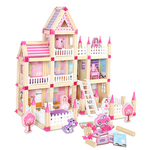 Blocs de construction éducatifs pour enfants, château à assembler, 128 pièces, colorés, maître de l'architecture en bois, jouet - Product Image 4
