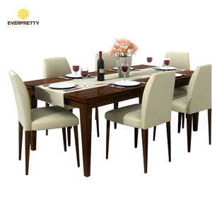 Juego de Mesa de Comedor Moderno de Madera Maciza con 6 Sillas Tapizadas, Elegante Mesa Rectangular para Comedor, Hogar o <span class=keywords><strong>Restaurante</strong></span> - Product Image 4