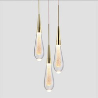 Lustre d'escalier en forme de goutte de pluie Météore, design moderne de Taïpeh, lampe de chevet LED, lampe en cristal, lampe en fer pour hôtel