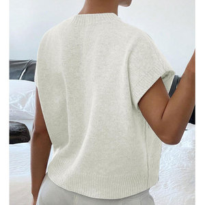 Suéter Holgado de Nuevo Estilo para Mujer, Chaleco de Punto de Color Sólido con Bordado, a la Moda - Product Image 4