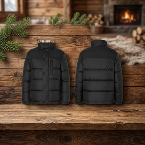 Veste matelassée légère et isolante à col roulé unisexe, motif géométrique bleu et noir, écologique, imperméable, pour l'hiver - Product Image 2