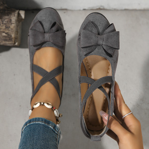 Zapatos Planos de Ante con Plataforma para Mujer, Estilo Europeo y Americano, con Lazo y Tiras Cruzadas, Venta al Por Mayor - Product Image 4