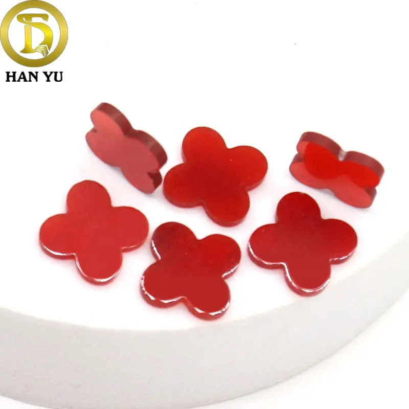 HanYu-ágata roja Natural, piedra de trébol de cuatro hojas, 13mm, precio de fábrica