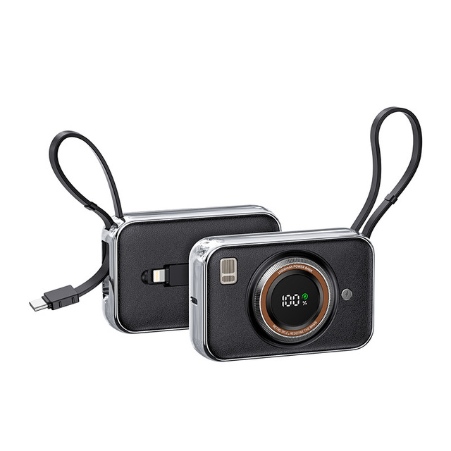 Ultra-Mini Camera Type-C Power Bank 10000 Mah 3C Built-In Cable Fast Charging 22.5W Thin Light Digital Display Mobile Power