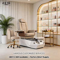 Fauteuil de pédicure pour salon de beauté avec station de manucure, plateau de manucure, bol de spa pour les pieds, pompe à jets et thérapie par brume