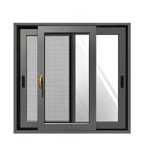 Goedkope Prijs Nieuwste Aluminium Profiel Schuifraam Ontwerpen Moderne Dubbele Beglazing Glas Zwart Aluminium Frame Ramen Deuren