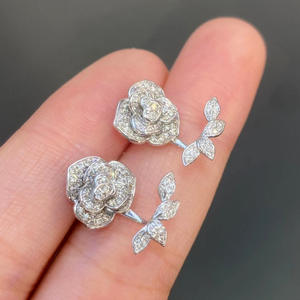 Pendientes de diamantes de platino y oro blanco, corte brillante redondo, color D, diamantes naturales, joyería romántica para boda para mujer - Product Image 5