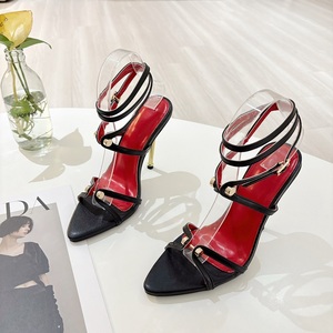 Nouvelles sandales sexy à talons hauts et bout pointu avec boucle à rivets en métal et lacets, collection 2025 - Product Image 2