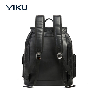 YIKU, mochilas de lujo de gama alta con relieve completo, mochila de gran capacidad, bolsas, mochila personalizada de cuero Pu vegano negro con logotipo - Product Image 3