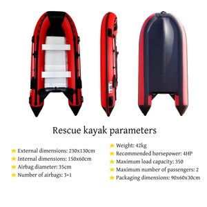 قارب صيد قابل للنفخ، قارب تجديف للمياه البيضاء، قارب نجاة خفيف الوزن للغاية، قارب كاياك للإنقاذ 360×170 - Product Image 3