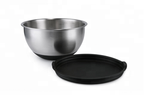 Ensemble de bols à salade antidérapant, fond en Silicone coloré, stockage en métal, ensemble de bols à mélanger en acier inoxydable avec couvercles et brosses noires - Product Image 5