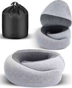 New Design With Hoodie Neck Support 100% Pure <b>Memory</b> <b>Foam</b> Travel Pillow for Airplane - Product Image 5