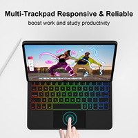 Casing Keyboard gaya ajaib, dudukan magnetik kantilever untuk Samsung Galaxy Tab S9 FE 5G 10.9 inci, S9/S8/S7 11 inci, lampu latar LED