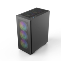 Mid Tower ATX Tempered Glass Plastic & Steel Computer Case with Water Cooling System and 3 Fans for PC Gamers