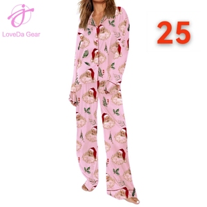 Loveda all'ingrosso stampa digitale 3D abbigliamento da notte invernale natale stampa a manica lunga pantaloni camicia <span class=keywords><strong>pigiama</strong></span> Suit - Product Image 1