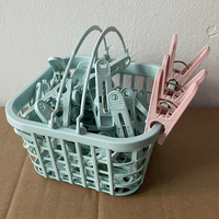 Économique, Lot de 30 Pinces à Linge en Plastique pour Séchage, Anti-Vent, avec Panier, pour Couettes, Serviettes et Cintres