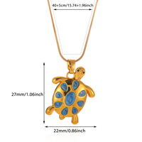 Collier en acier inoxydable plaqué or 18 carats avec incrustation de coquillages, pendentif tendance série Océan (coquillage, étoile de mer, tortue) et motif floral