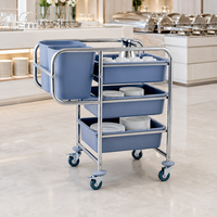 Chariot de collecte de plateaux et de déchets en acier inoxydable SS 201/304 pour hôtel, capacité 80 kg, certifié LFGB Jasonlon