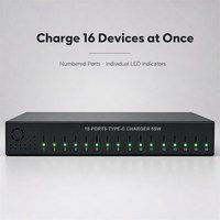 Station de charge rapide USB-C 16 ports, montage en rack 1U, chargeur PD 65W pour plusieurs appareils, accessoires électroniques