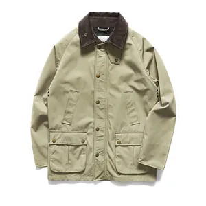 <strong>Men's</strong> Cotton/Polyester Waxed <strong>Jacket</strong> European Design Waterproof Fabric Retro Motorcycles <strong>Jackets</strong> Big Pockets Tooling <strong>Jacket</strong> - Product Image 1