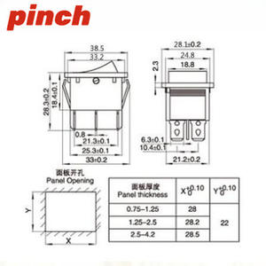 Interruptor basculante de presión 16A 250VAC con LED rojo, encendido/apagado, montaje en panel - Product Image 2