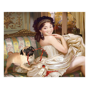 Factory Direct Wholesale Modern <strong>Sexy</strong> Woman and <strong>Dog</strong> Home Decoration with Full Drill Home Hotel Decoration DIY Diamond Painting - Product Image 1
