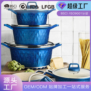 Diamond Pattern Maifan Stone Non-Stick Aluminum <b>Cookware</b> Set 6 Pieces Oven Safe Hand Wash Only - Product Image 5