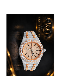 Reloj de Lujo para Hombre, Estilo Hip Hop, con Esfera Octogonal, Incrustaciones de Diamantes, Movimiento Automático, en Oro Rosa de Dos Tonos - Product Image 1