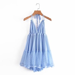blue vest dress Sky-Blue Sleeveless Midi Dress – Summer Dresses for Women – ISARA main image 0