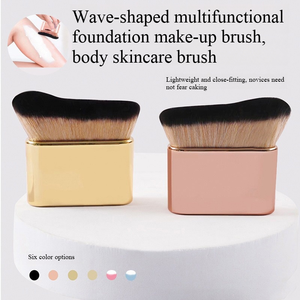 Kabuki Body Blending Brush Large Plastic Handle Vegan Bristle Sunless <b>Tanning</b> Wave Shaped <b>Face</b> Body Makeup Brush - Product Image 4