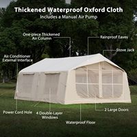 Carpa Inflable para Glamping de 17.28m², Doble Puerta, Un Dormitorio/Sala de Estar, Tres Claraboyas, Chimenea, Bolsa de Almacenamiento, Puertas y Ventanas de TPU