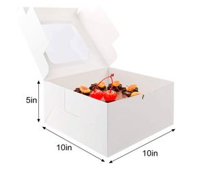 Boîtes de boulangerie à gâteaux de 10x10x5 pouces avec fenêtre Planches à gâteaux rondes de <span class=keywords><strong>10</strong></span> pouces, boîte en papier pour gâteaux, pâtisseries, biscuits - Product Image 1