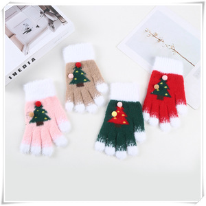 Gants en laine tricotée pour femme, motif sapin de Noël, chauds, compatibles avec les écrans tactiles, pour l'hiver et les trajets quotidiens - Product Image 2