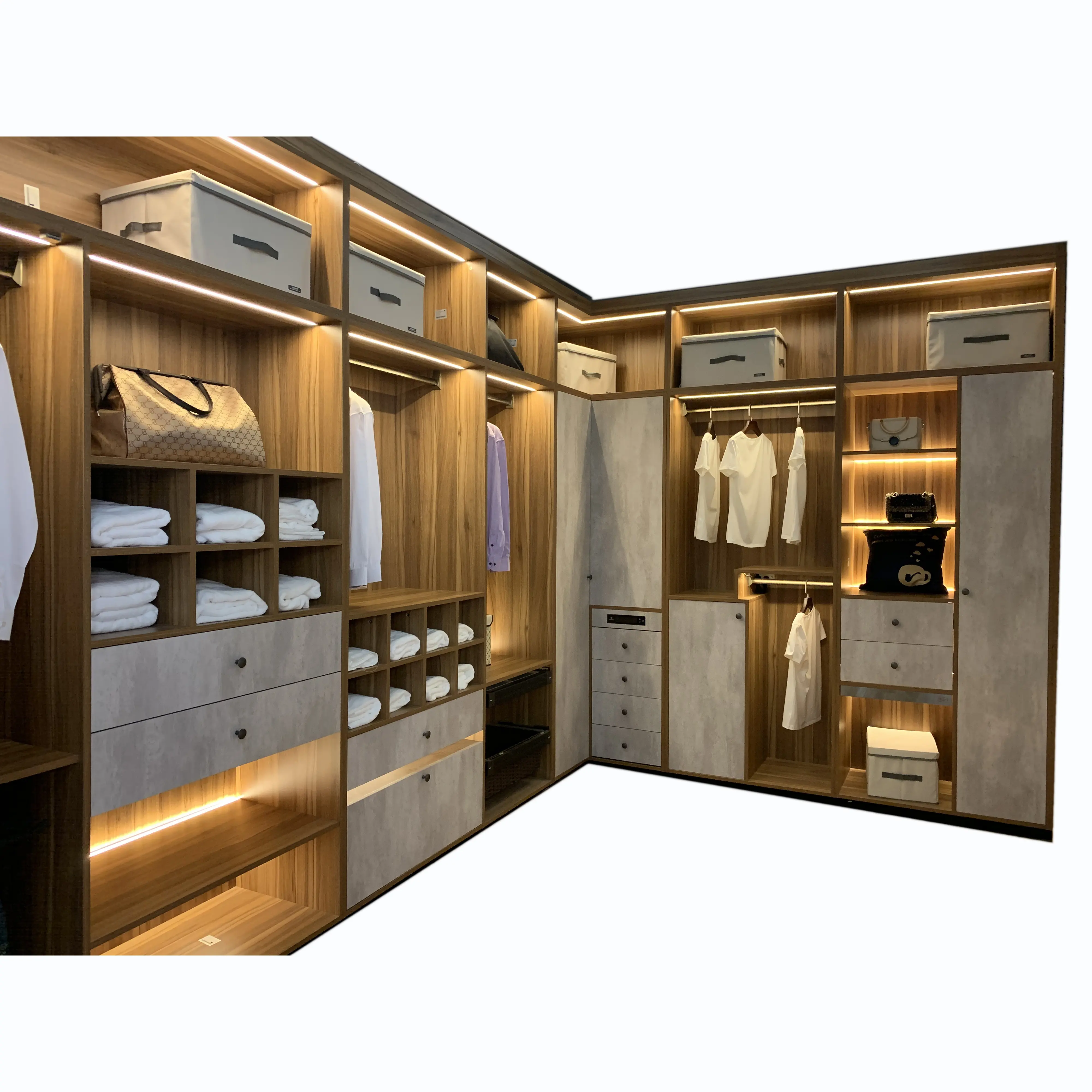 MDF de dormitorio de madera del gabinete del armario de diseño libre de vestuario diseños armarios con cajones para dormitorio