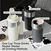 Tasse en céramique à double paroi, bouteille d'eau en acier inoxydable de 480 ml, gourde isotherme anti-fuite, écologique, avec paille, idéale comme cadeau