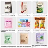 Sachets d'emballage autoportants refermables à fermeture éclair en aluminium à huit soudures latérales pour grains de café, chips, gelée et aliments pour animaux de compagnie